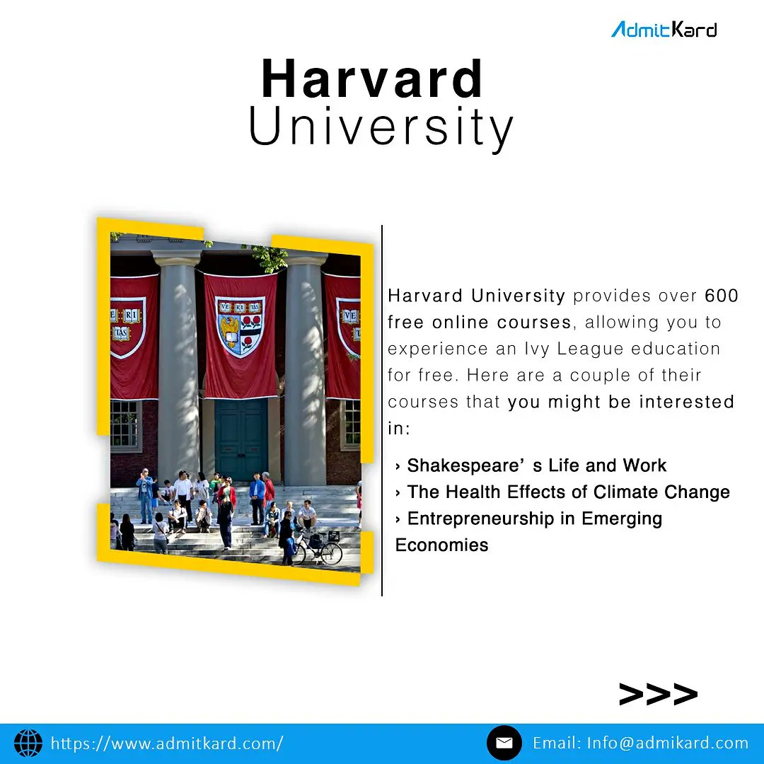 admitkard's tweet photo. 💯Top Universities offering FREE ONLINE COURSES
1️⃣Harvard University
2️⃣ University of California, Irvine
3️⃣ Georgia Institute of Technology
4️⃣ California Institute of the Arts
5️⃣UCL (University College London)
.
.
#freeonlinecourse #studyabroaduk #studyabroadlife #careerabroad https://t.co/ClwsBNFe6N