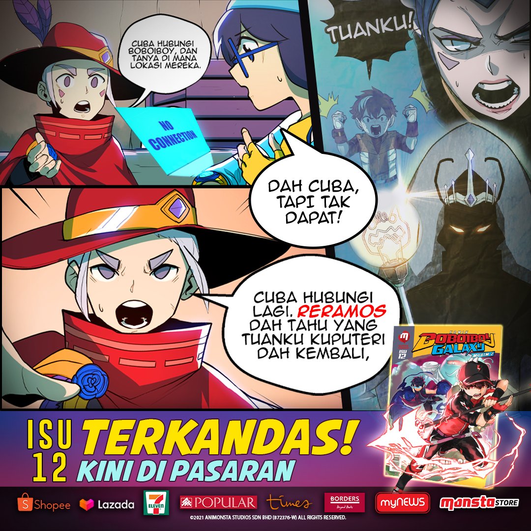BoBoiBoy's tweet photo. Kuputeri dan BoBoiBoy terpisah dari yang lain di Planet Windara! Mungkinkah Reramos dan Jeneral Berlima telah menangkap mereka?!

🛒➡️ https://t.co/wR3fUDwzfS

#BoBoiBoy #BBBGLXS2 #Comic #Monsta #OnlineAndInStores https://t.co/uetZs8xIJZ