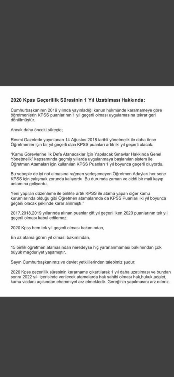 ser1gumus's tweet photo. ✍Haydi Mhp şimdi sıra sende!

✍2020 Kpss puanlarının 1 yıl uzatılması hak,hukuk,adalet ve kamu vicdanı açısından elzemdir!

✍2020 Kpss'nin mağduriyeti sizlerin destekleriyle çözülecektir. 
Gelin hep beraber bu haksızlığa dur diyelim!

@yasaryldrmMHP
@M_BilalAydin
@MKalayci42 https://t.co/sLYiED4kGW