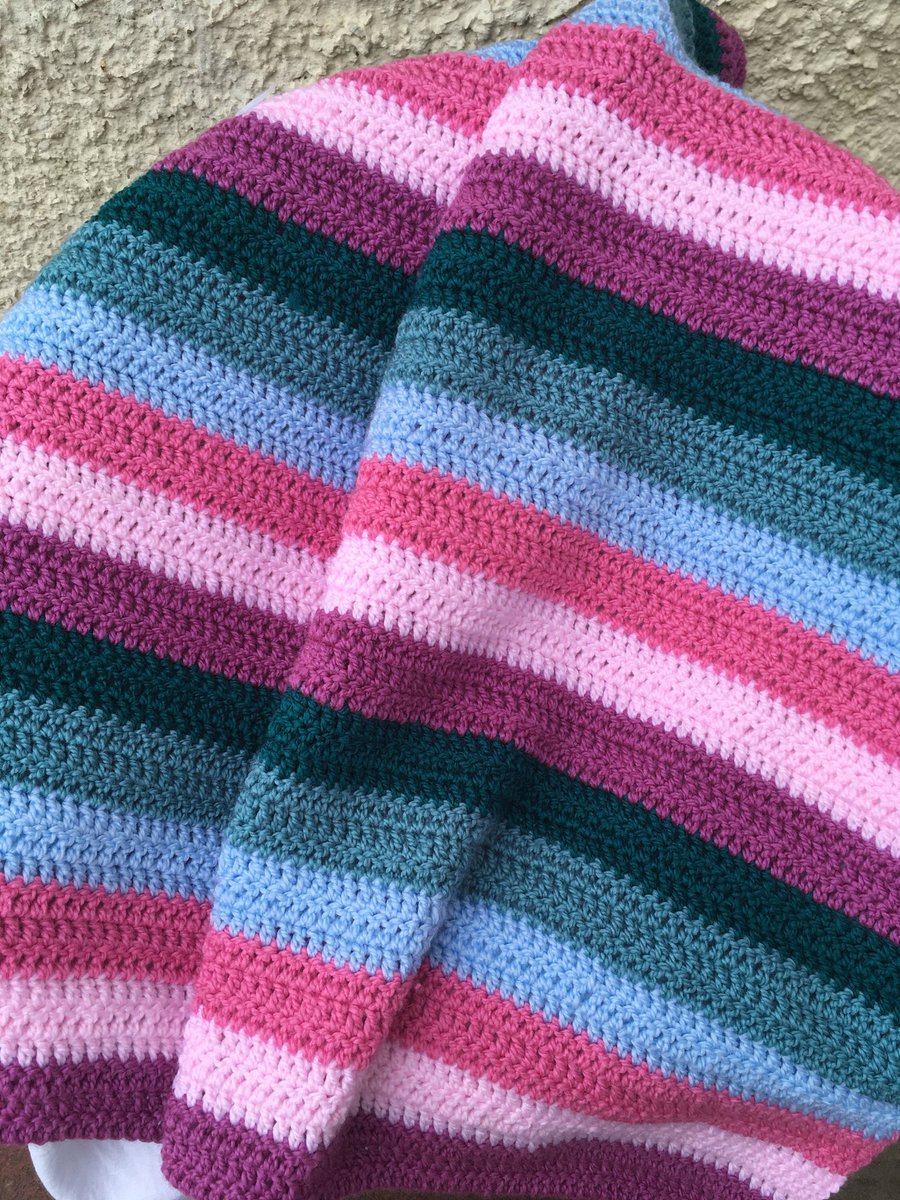 Excited to share this item from my #etsy shop: Pastel Rainbow Striped Chunky Crochet Blanket Throw 38"x32" etsy.me/2YcKbhK