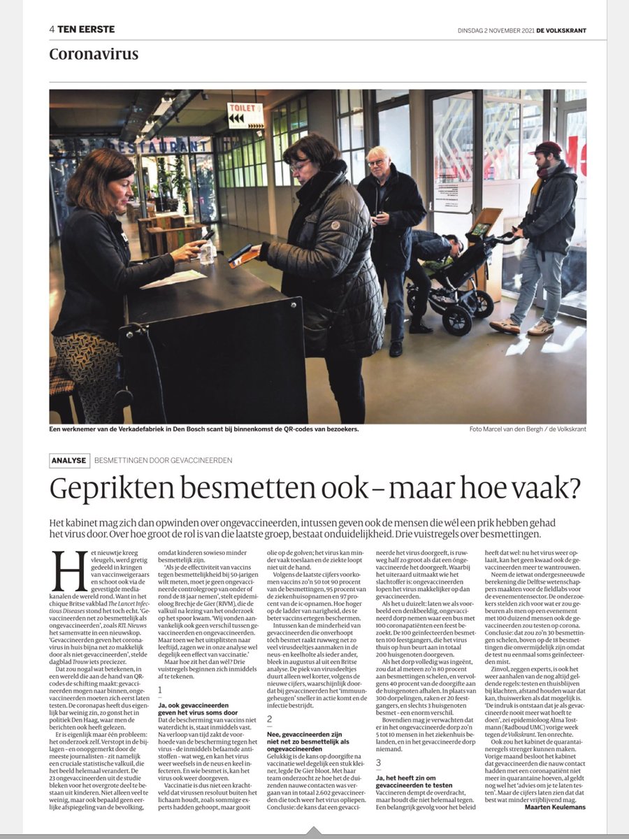 Voor vaccinatieweigers en virusbegunstigers weer gaan roepen: zie je wel… Lees dit artikel in De Volkskrant en retweet het. Wie zich vaccinneert helpt zichzelf en zijn medemensen.