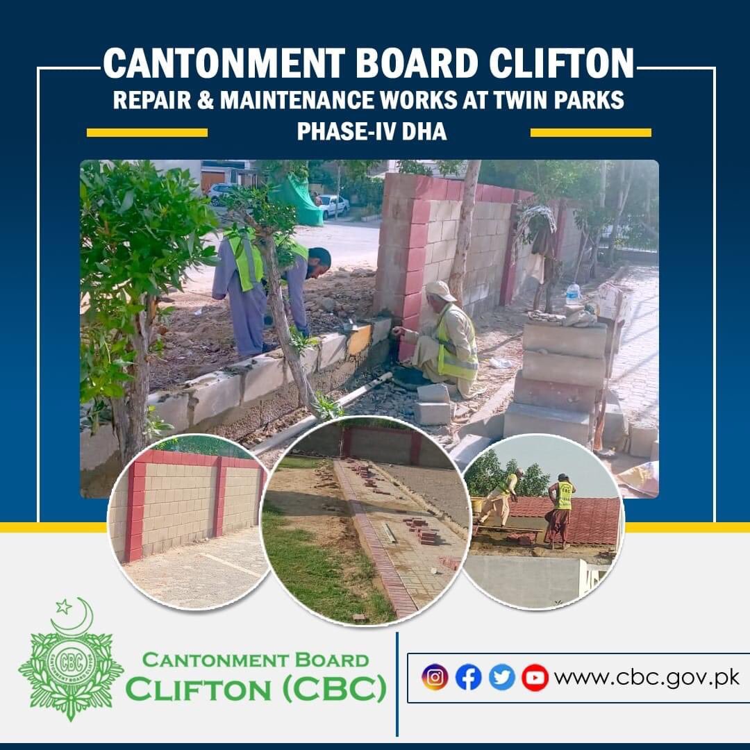 BoardClifton's tweet photo. Repair &amp; Maintenance Work in Twin Parks Phase-IV DHA 
#CBC #cantonmentboardclifton #CBCengineering
#CBCResidents #CBCparks #CBCGarden  #CBCareClifton #CBCCleanGren #cliftonpark 
Facebook @cantonmentboardcliftoncbc
Instagram @cantonmentboardclifton
YouTube @https://buff.ly/3p4jLWI https://t.co/btnlW8CpEV