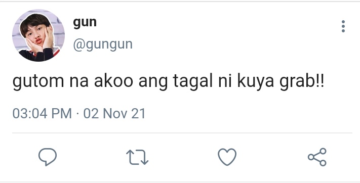 TreeNeeeTEE's tweet image. —Kuya Grab— 

An OffGun AU kung saan gutom na si Gun kaya nag order na lang siya sa grabfood at timing naman na napag-tripan ni Off, na anak ng may-ari ng grab na maging grab rider for a day since bored siya.