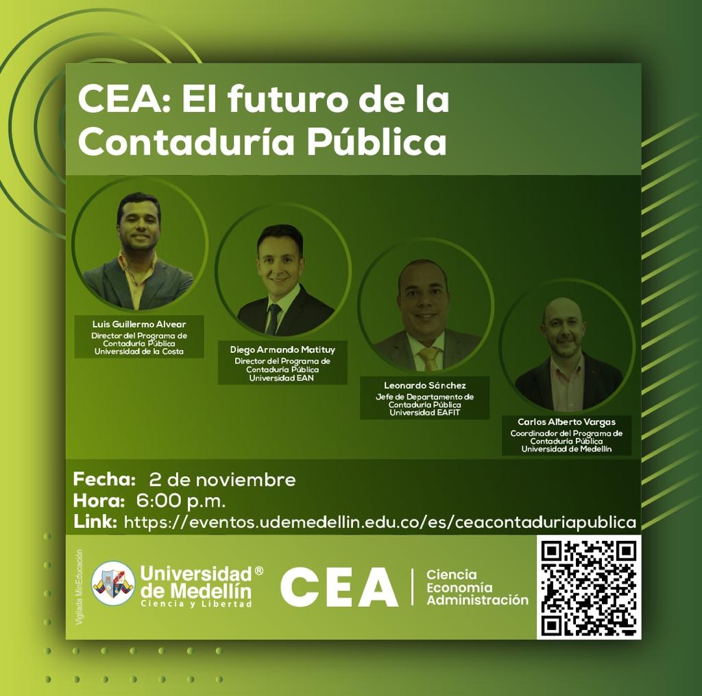 diegoarmatty's tweet photo. Gracias a la @UdeMedellin_ por la invitación, nos vemos mañana martes 02 de noviembre a las 18:00 horas para hablar del futuro de la Contaduría Pública 😉.

#futurodelacontaduriapublica #contaduríapública #contaduríapúblicaean https://t.co/ELqy6QFQBl
