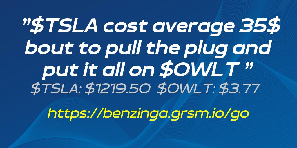 Dumika6's tweet photo. $TSLA cost average 35$ bout to pull the plug and put it all on $OWLT ❗
#OWLT #TSLA https://t.co/rZYzrwE5ny