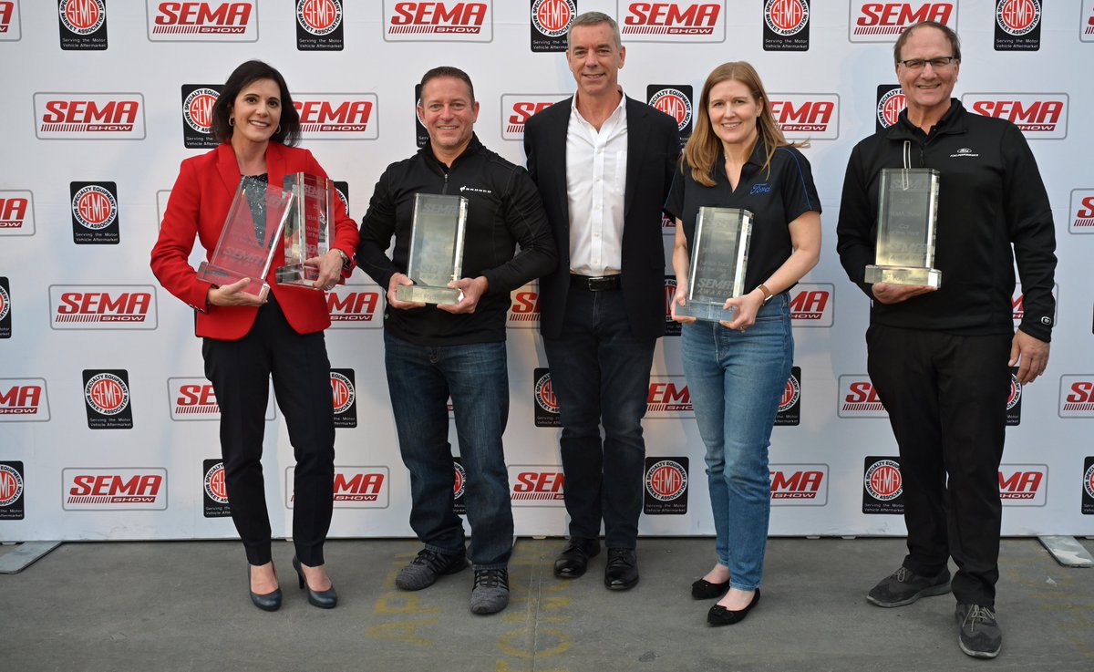 The top trending vehicles for personalization were just announced at #SEMA2021! 
Car of the Year – Ford Mustang
Sport Compact of the Year – Toyota Supra
4x4/SUV of the Year – Ford Bronco
Full-size Truck of the Year – Ford F-Series
Mid-Size Truck of the Year – Toyota Tacoma