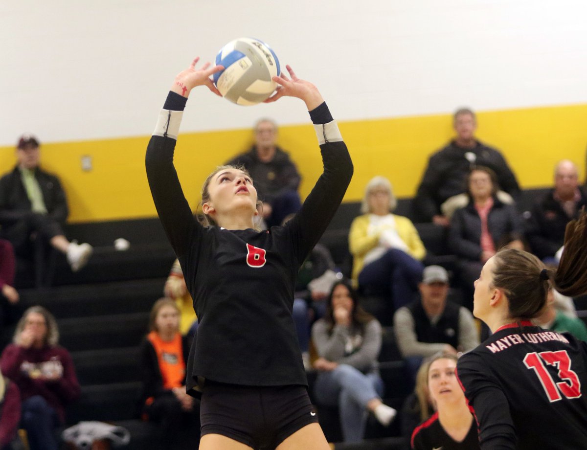 Kovar_HJsports's tweet photo. “Just being able to step up and provide for my teammates in all six rotations is really nice. I just want to make a play wherever I am.”

SECTION 2A VOLLEYBALL: Guetzkow’s versatility leads Mayer Lutheran to another sweep #HJSports
https://t.co/UmLH4ZL21p https://t.co/RfZDOKDPvk