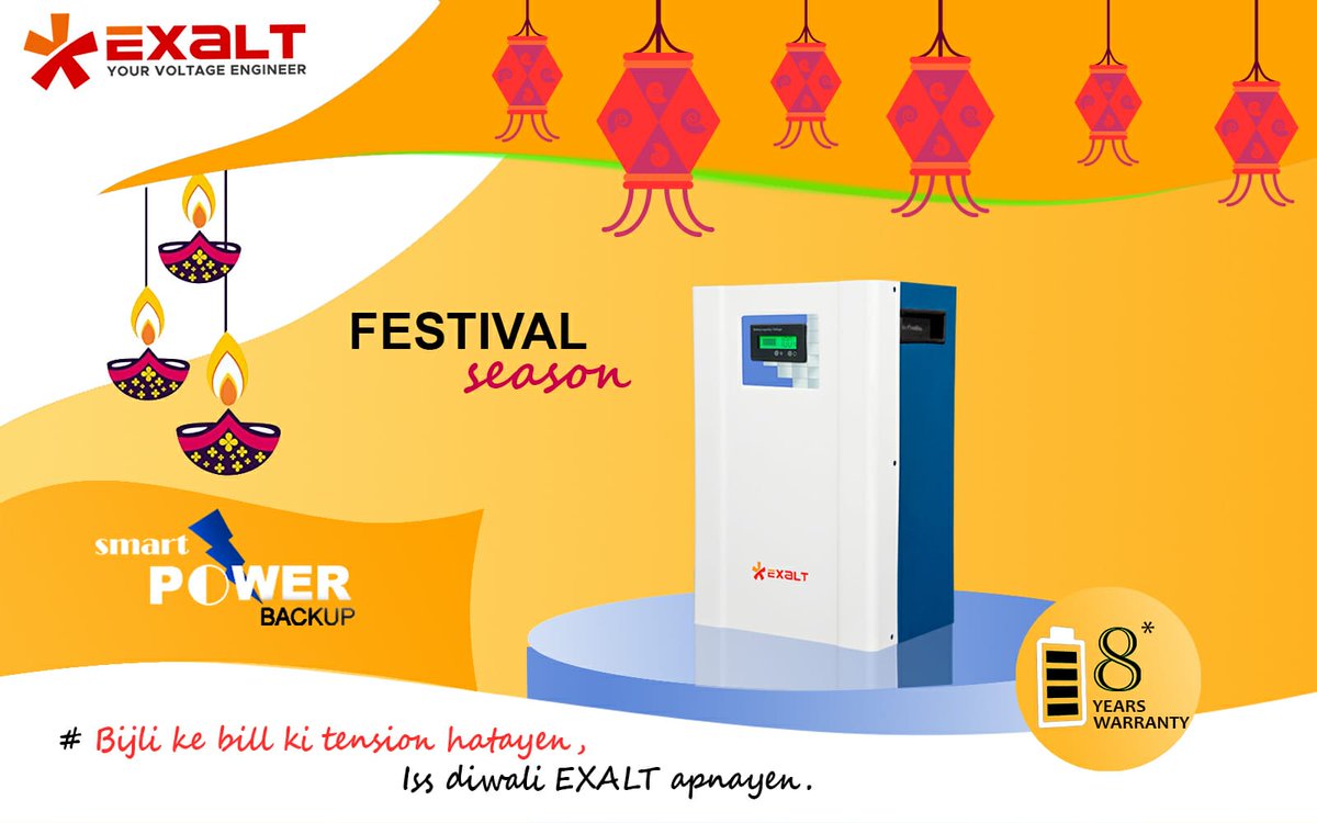 EnergyExalt's tweet photo. Bijli ke Bill ki tension hataye, iss #Diwali #exalt apnaye..
#exalt #innovations #startups #voltagestabilizer #exaltenergy #Voltage #lithium #lithiumbattery #Diwali #diwalioffer
Call us at 18003134818 or visit https://t.co/xjCqBiEERU https://t.co/EblPSmm6X0