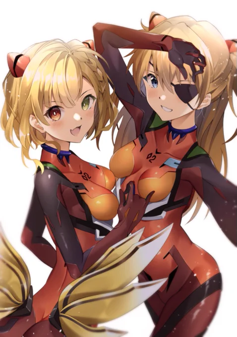 #白猫エヴァコラボ #エヴァ #イラスト
コラボ記念。シャル×アスカ 