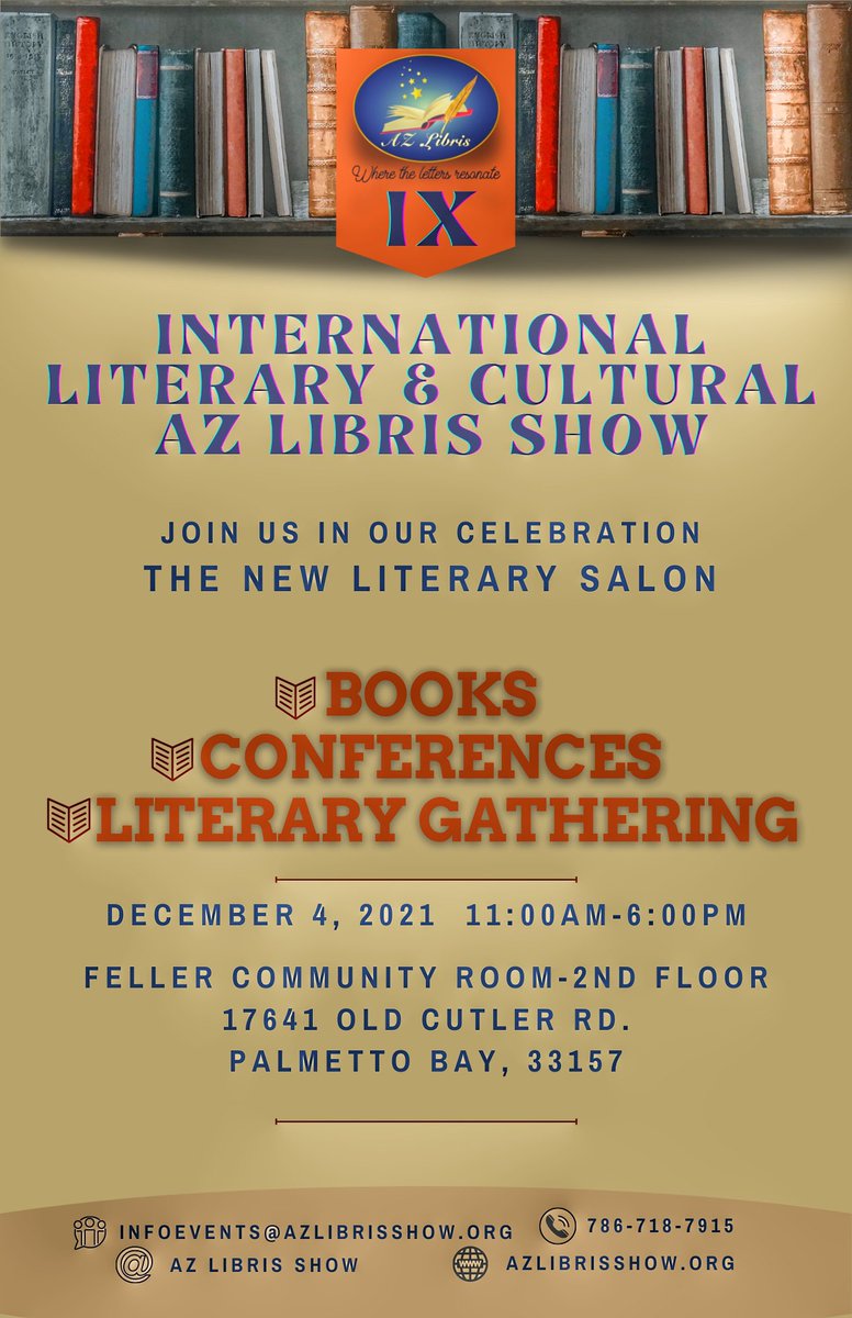 AZLibrisShow's tweet photo. Informamos a todos nuestros seguidores, IX AZ Libris Show abrirá sus puertas: un año más apoyando la literatura y sus creadores. Animate y unete a una nueva experiencia literaria.
Gracias por preferirnos. #conference2021 #booklovers #bookpresentations #AzLibrisShow #literaryevent https://t.co/K92rsXl9SK