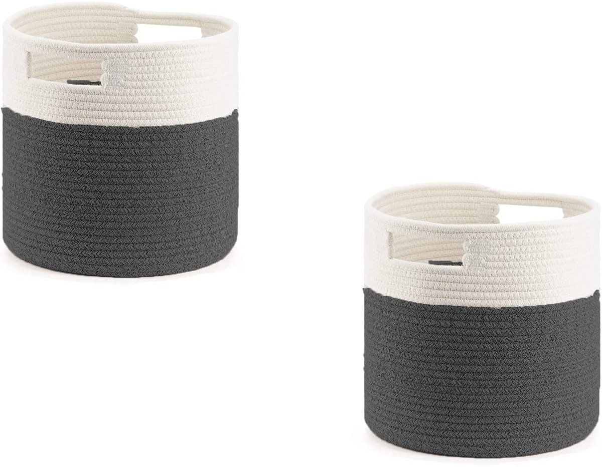 2 Pcs Storage Baskets with Handle Natural Woven Cotton Rope. to @KayTee15355740 #reviews