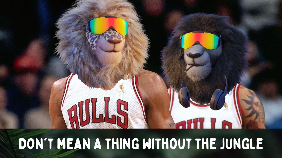 Let's try that again with the right cat on the right 96 Bulls player! #GROAR to our Leadership, bringing the vision and the hustle. Nothing but net all the way to the moon... <a href="/Ki/">Kumi</a> (<a href="/ScottiePippen/">Scottie Pippen</a>) @GuerillaPup (<a href="/dennisrodman/">Dennis Rodman</a>) #JungleCats <a href="/JungleCatsIO/">Jungle Cats</a> #NFTS #NFT #NFTNYC #SolanaNFT