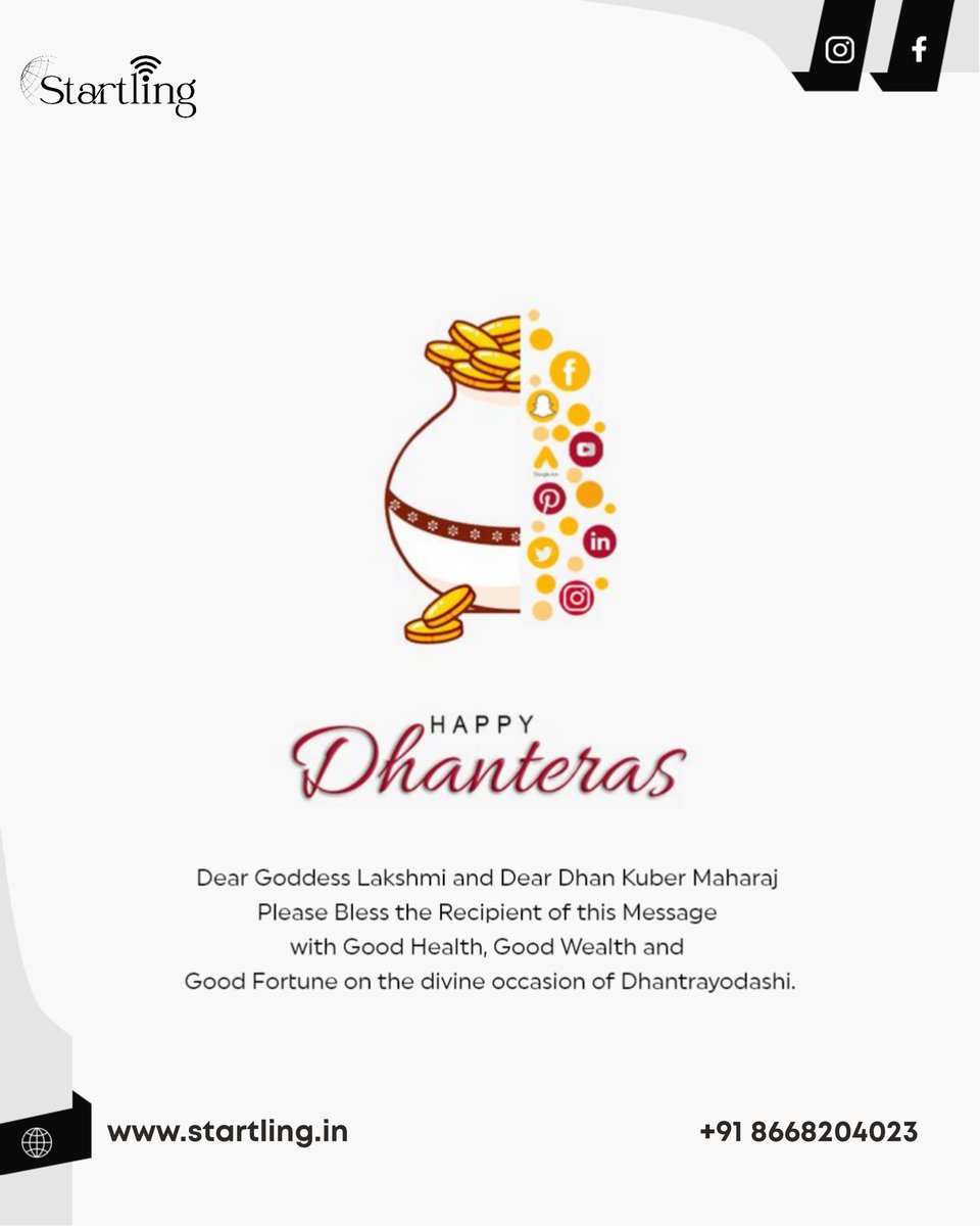 Startlingdm's tweet photo. May this Dhanteras celebrations endow you with wealth, happiness and prosperity. Wishing you a bright future. Shubh Dhanteras 
#celebrations #Diwali #festivals #festivalseason #happydiwali #indianfestival #deepavali #lakshmi #diwalicelebration #Diwalivibes #dhanteras #Deepavali https://t.co/n7Uv74Vjab