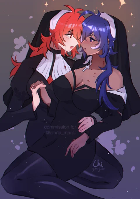 Commission for @cinna_marol 🥰💕
Vampire lulu  got  too  hungry  :'(   
♀ #kaeluc #ガイディル 
