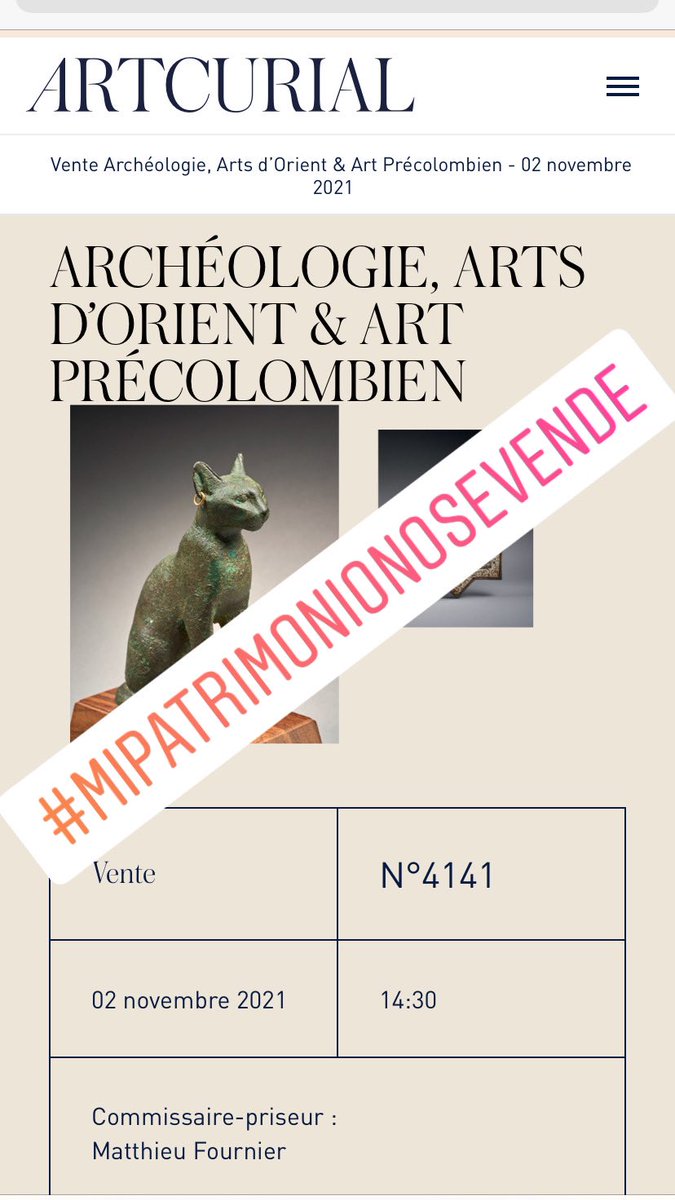 IsaacMacip's tweet photo. #MiPatrimonioNoSeVende  
La @cultura_mx llama a @Artcurial a cancelar la subasta “Archéologie, Arts d’Orient &amp; Art Précolombien” que incluye 37 piezas arqueológicas procedentes de culturas de México https://t.co/3PGQomWJBC