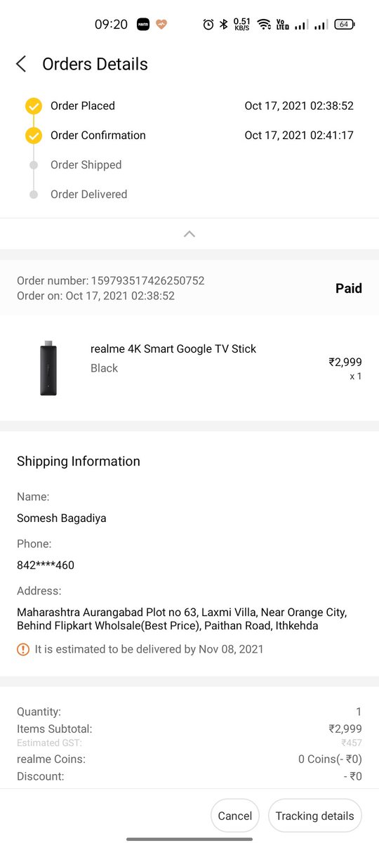 BagadiyaSomesh's tweet image. @realmecareIN @realmeTechLife @MadhavSheth1 I need my refund. I have ordered realme 4k smart google tv stick on 17th Oct!. Still i didn&apos;t received the product, tried to contact your support but still no response.
