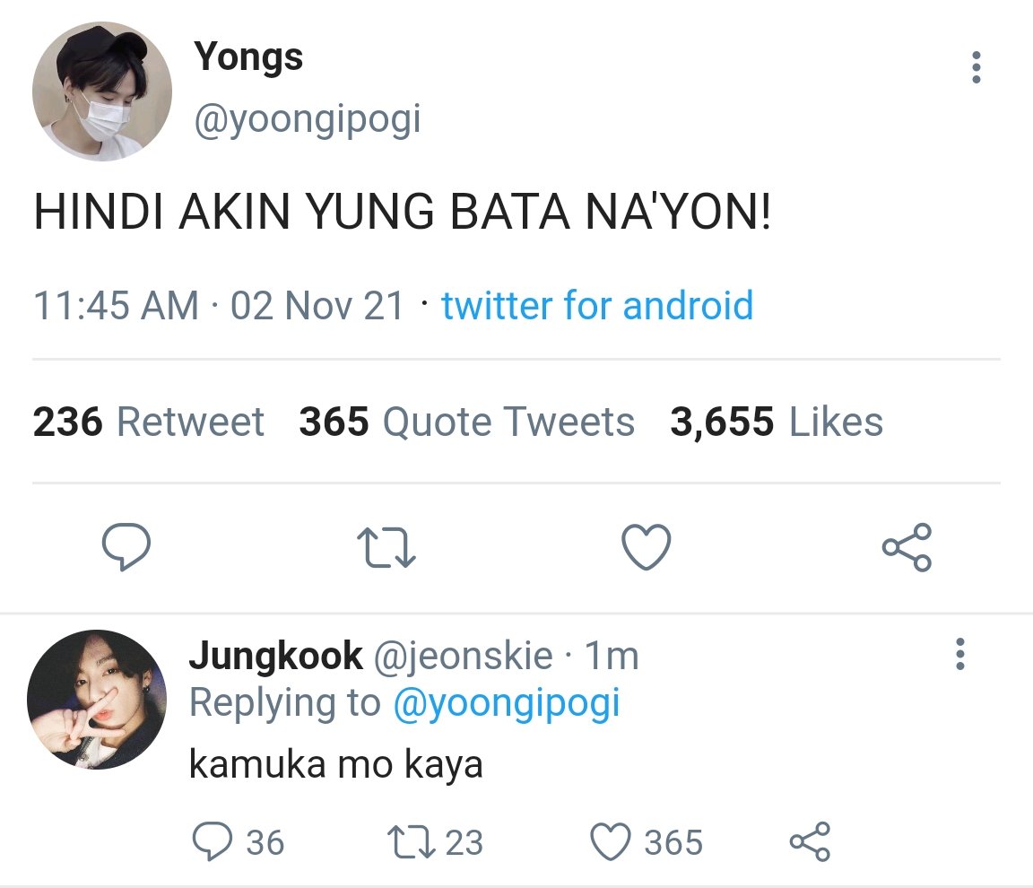 thvmnjk_'s tweet photo. "DI LANG IKAW" 

— where jimin and yoongi have a child but yoongi keeps denying that he is not the father of that child

#yoonminau https://t.co/zLzTmvZtMu