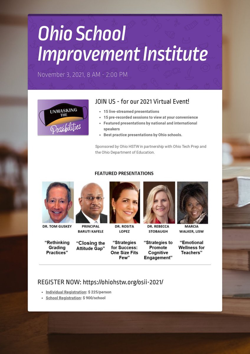 RebeccaStobaugh's tweet photo. Thrilled to be a featured presenter for the Ohio School Improvement Institute on Wednesday! ⁦@OHSchool_Improv⁩ https://t.co/c7B9v0VCcH