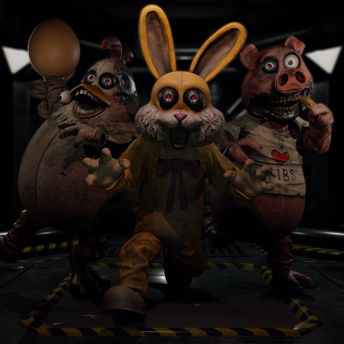 VioletQueenling's tweet photo. Torment Therapy, Mascot Mayhem, and Bearly Buried
I meant to finish these yesterday for Halloween but I got too into family stuff.
#art #darkdeception #tormenttherapy #reapernurse #mascotmayhem #luckytherabbit #pennythechicken #hangrythepig #bearlyburied #mamabear #triggerteddy https://t.co/UMrjY2m5RZ