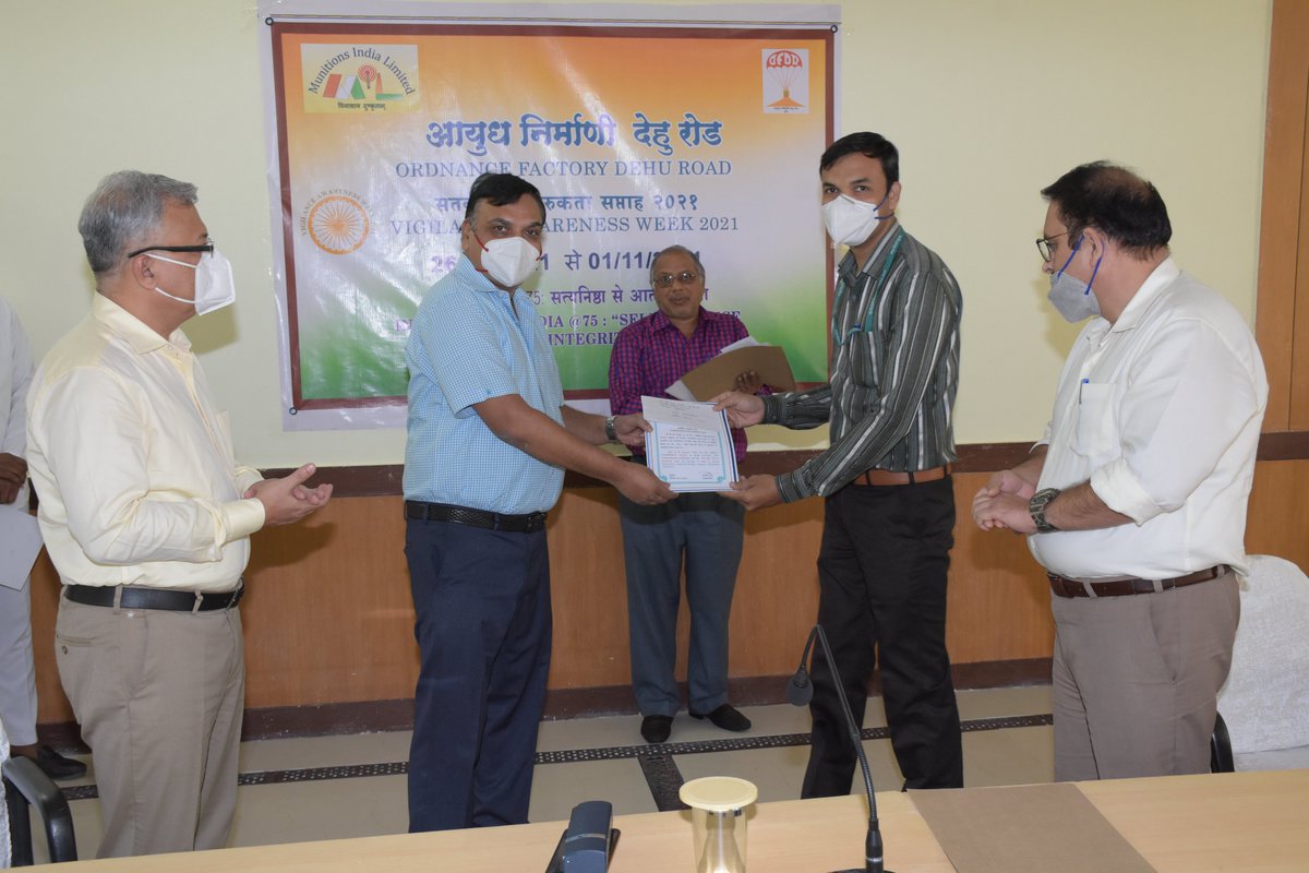 OrdnancePro's tweet photo. When Creativity meets Honesty. Congratulations to all the participants who actively participated in various activities like Essays, debates, slogans during Vigilance Week 2021, winners awarded by Hon'ble General Manager Shri Sanjeev Gupta. 
@CVCIndia
 #vigilanceweek2020, https://t.co/if33jz5VnG