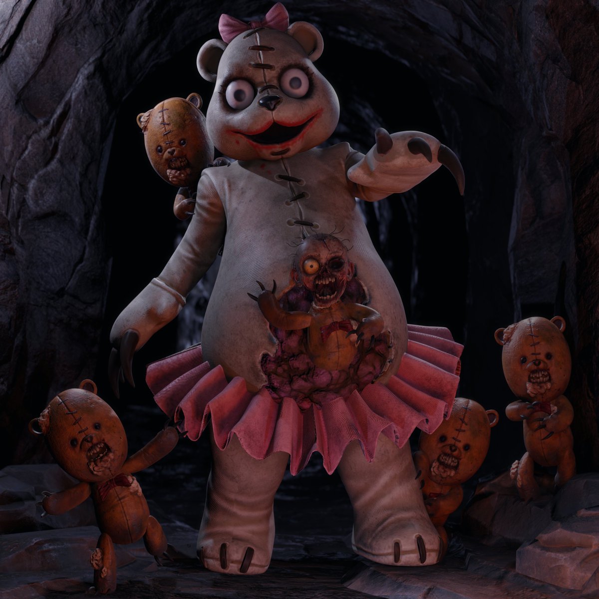 VioletQueenling's tweet photo. Torment Therapy, Mascot Mayhem, and Bearly Buried
I meant to finish these yesterday for Halloween but I got too into family stuff.
#art #darkdeception #tormenttherapy #reapernurse #mascotmayhem #luckytherabbit #pennythechicken #hangrythepig #bearlyburied #mamabear #triggerteddy https://t.co/UMrjY2m5RZ