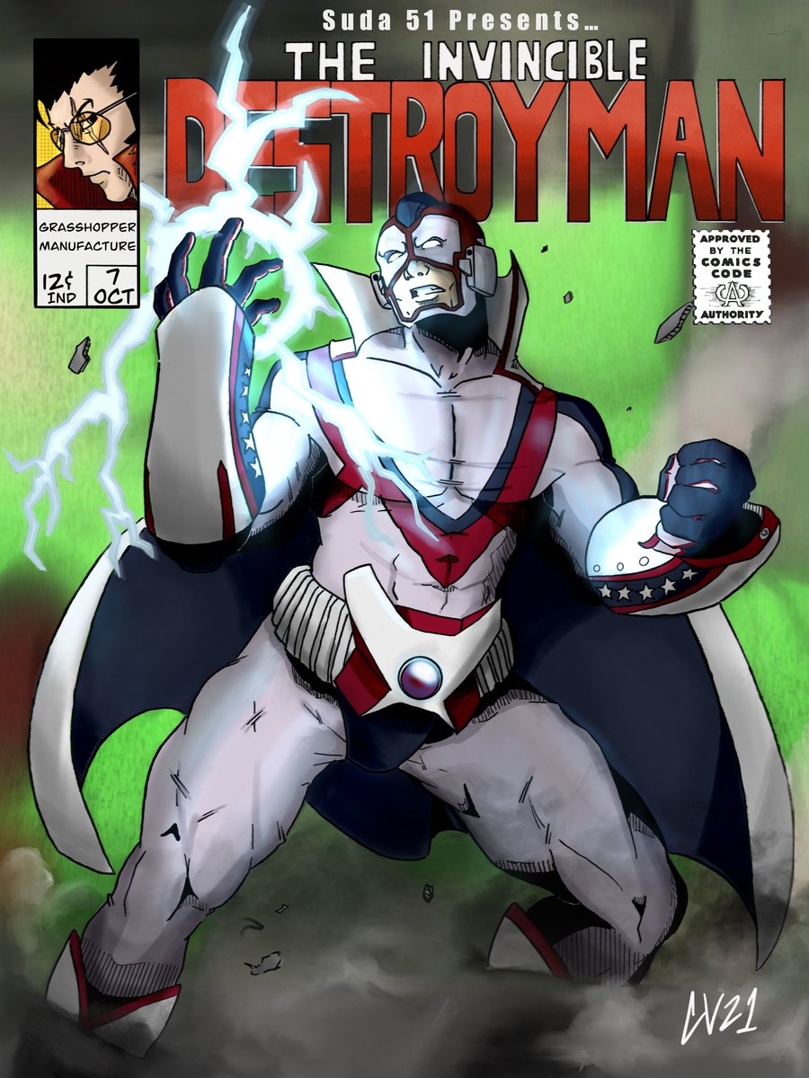 charlie_valve's tweet photo. "Destroy Spark!"
Destroy Man in a comic book cover style.
Been loving my time with No More Heroes 3 so I had to draw a piece on one of my favorite characters from the franchise.
I need Destroy Man to be in everything NMH related! Need it.
@suda_51
#nomoreheroes #destroyman https://t.co/djMNcsVHDJ