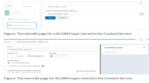 BrightspaceHelp's tweet photo. #Administrators, #Educators, now edit dates &amp; associated grade items for #SCORM topics in the #NewContentExperience. The #NovemberRelease brings you a new editing experience for SCORM packages added to the #BrightspaceLMS via the #ContentService. Details: https://t.co/HTl3E92Wo5 https://t.co/htYoTTn4xK