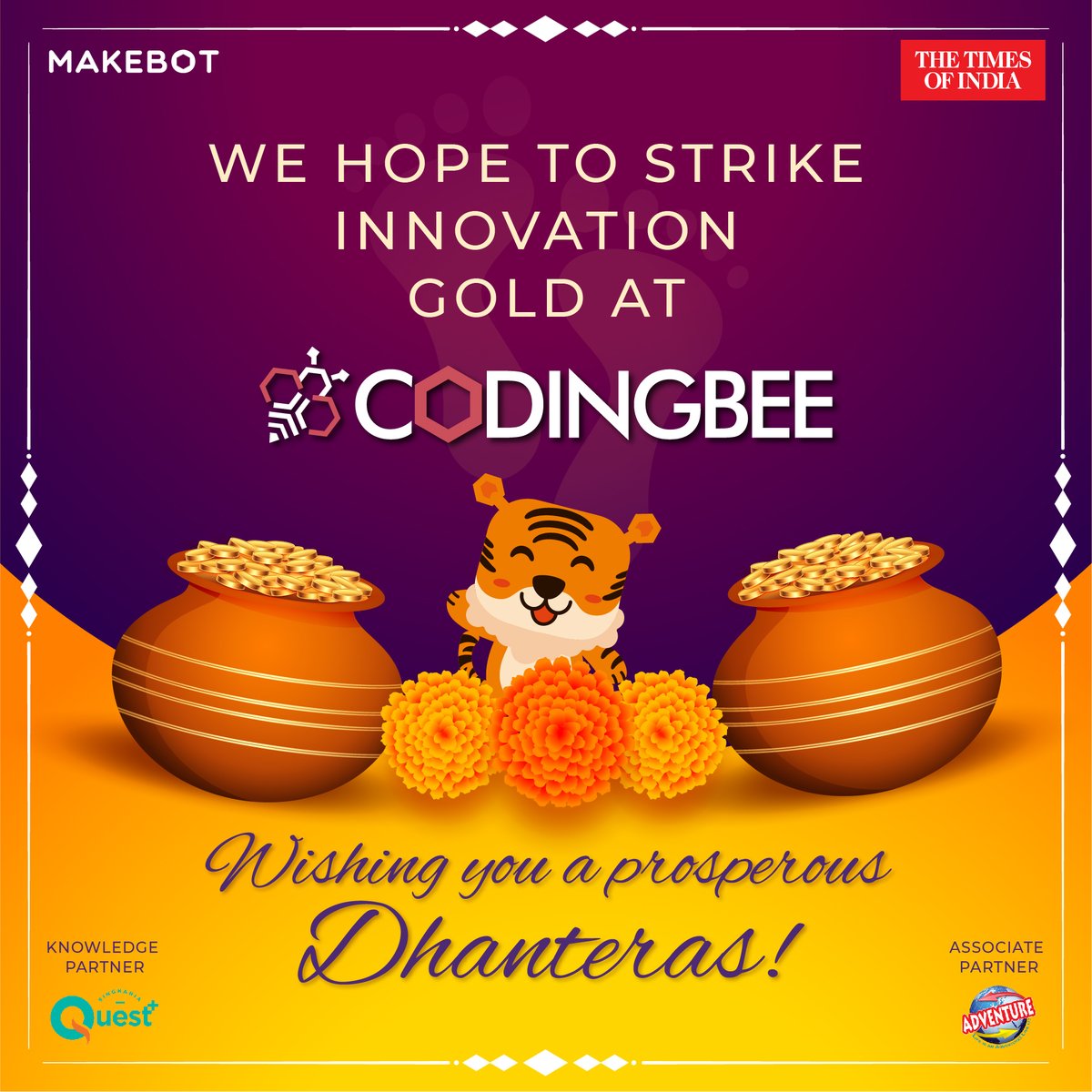 MyMakebot's tweet image. A very happy Dhanteras from team CodingBee!
#diwali #codingbee #codingchampionsh #codingforkids #learning #gaming #java #Scripts #artificialintelligence #Machinelearning #coding