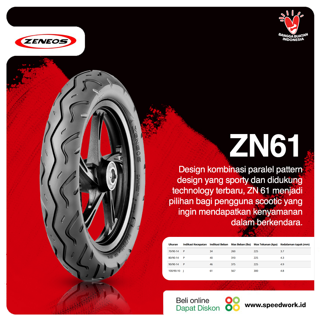 Apakah #Zeekers mencari kenyamanan saat berkendara? Kombinasi teknologi terbaru dan desain pattern ban yang sporty menjadikan ban Zeneos ZN61 salah satu opsi untuk #Zeekers yang menginginkan kenyamanan saat berkendara.