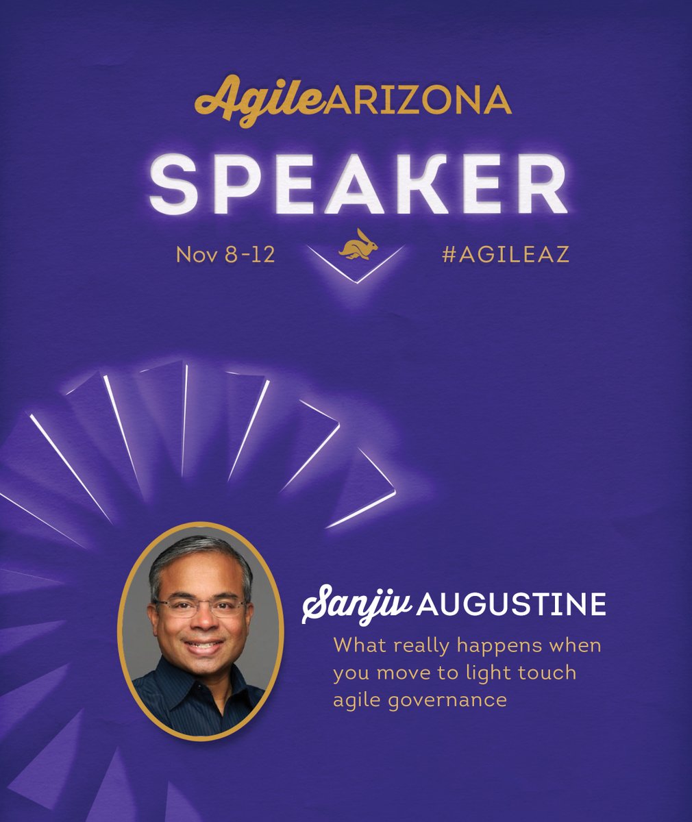 AgileAZCon's tweet image. We&apos;re excited to welcome @saugustine as an Agile Arizona 2021 speaker!

💡 Topic: What really happens when you move to light touch agile governance

🎟️ Tickets: bit.ly/aaztickets

#leadership #AgileAZ