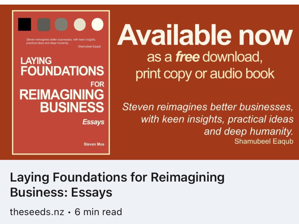 Released this #book today, it’s an audio version, download or print copy…

theseeds.nz/laying-foundat…

<a href="/seeds_podcast/">Seeds Podcast</a> 
<a href="/LianneDalziel/">Lianne Dalziel</a> <a href="/EHFNewZealand/">Edmund Hillary Fellowship</a> <a href="/SEaqub/">Shamubeel Eaqub</a> <a href="/nzlawyers/">Parry Field Lawyers</a> <a href="/susanedmunds/">Susan Edmunds</a> <a href="/louaitken/">Lou Aitken</a> <a href="/akinafoundation/">Ākina Foundation</a> <a href="/Christchurch_NZ/">ChristchurchNZ</a> <a href="/MnstryofAwsm/">Ministry of Awesome</a>