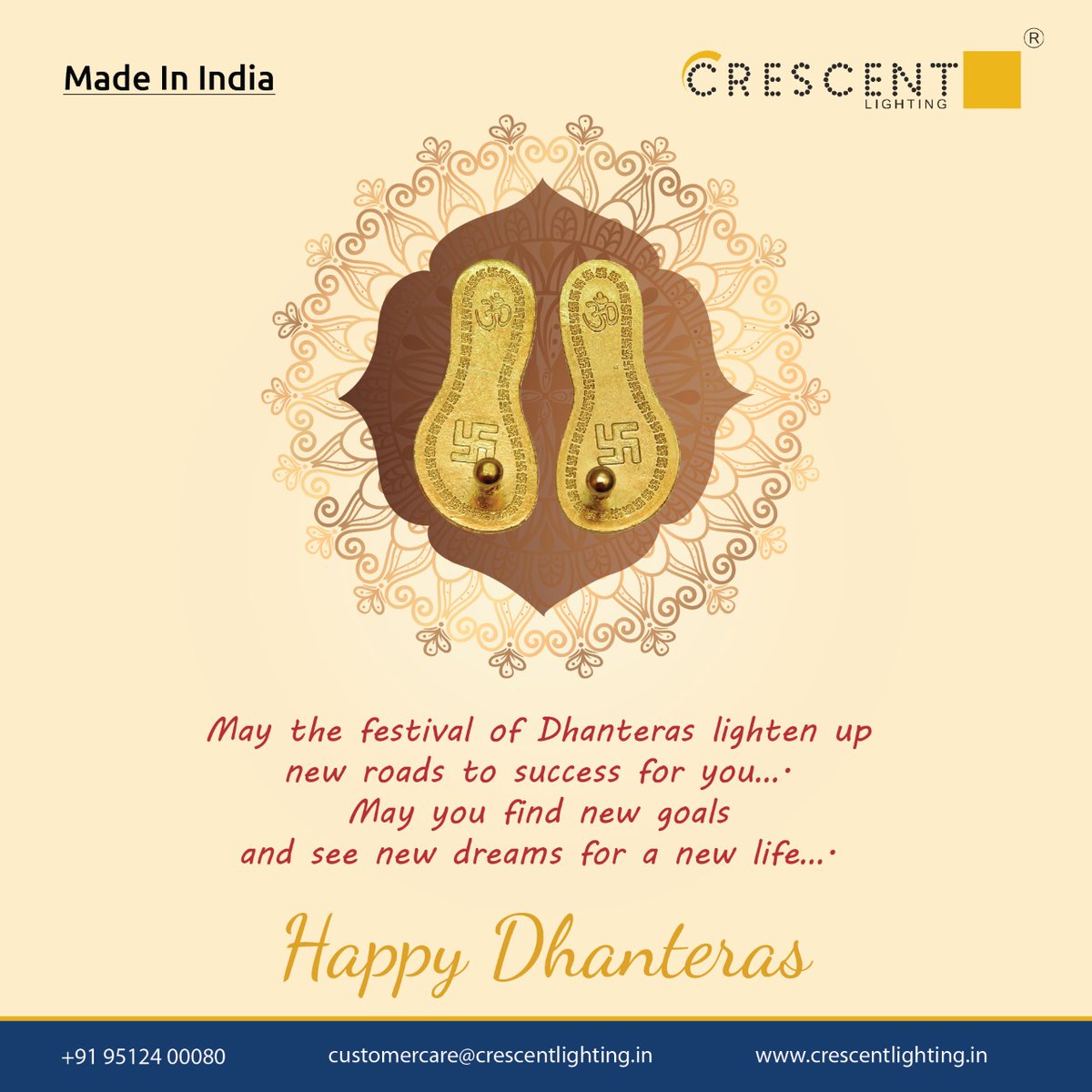 Crescent_LED's tweet photo. May this Dhanteras bring fresh hope, different perspectives and fill your days with pleasant surprises. Crescent Lighting wishes you and your family a very #HappyDhanteras

#Dhanteras2021
#CrescentLighting
#CrescentSmart
#BeatTheChinese
#MadeInIndia https://t.co/68R0TBIHZa