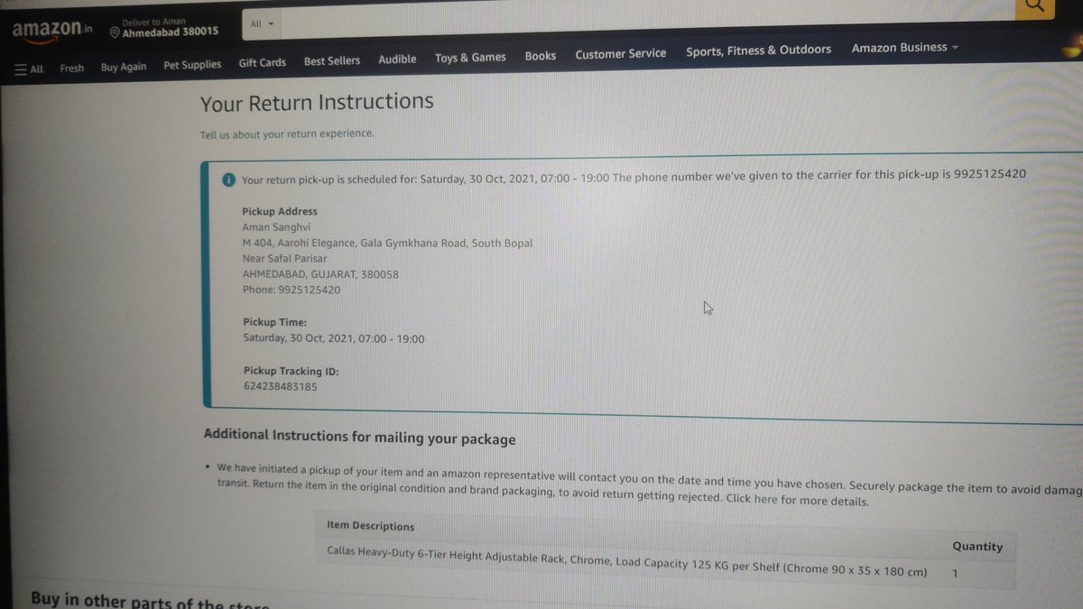 AlbumDesgnStore's tweet photo. @amazonIN this return was scheduled on 30th oct. Can you pls follow up on this pls. https://t.co/43UNatN4zM