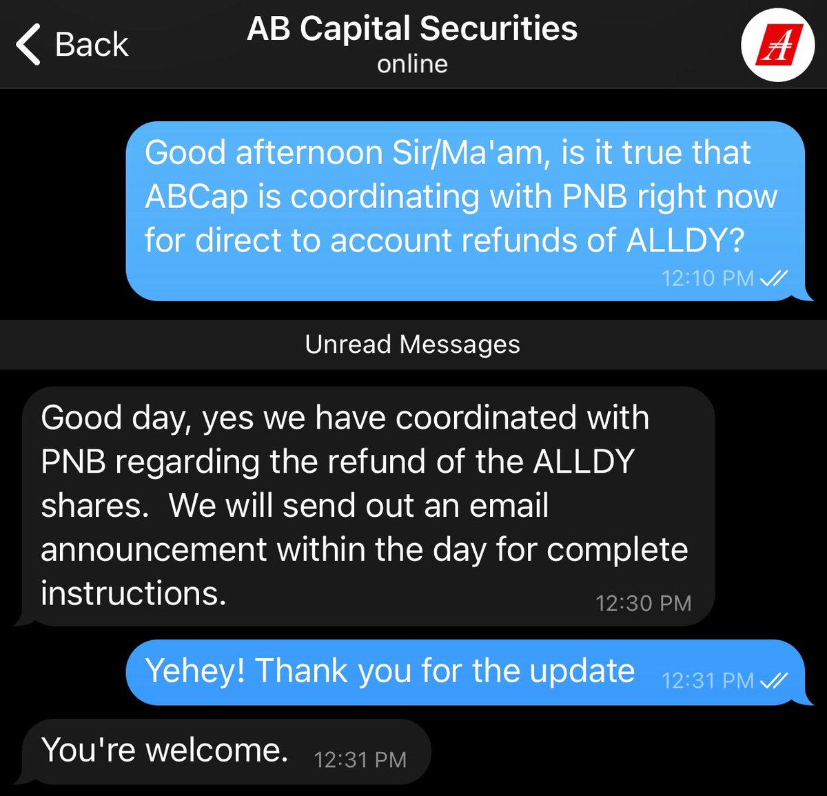 tradersavvy's tweet photo. @irvingchin @ABCapitalGroup Confirmed! https://t.co/oJ667bD2xe
