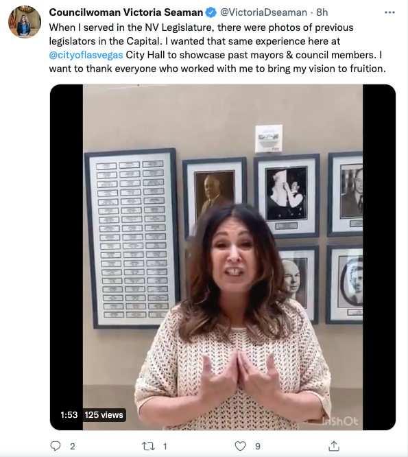 MakeNVPinkAgain's tweet photo. Can you believe there was no place to hang a #lvcouncil photo of me at @CityOfLasVegas? Don't worry, I'm on it. #provenleadership https://t.co/f2kvcmlXPA