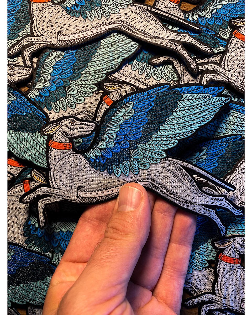 I have just added a load of these flying hound woven fabric patch to my online shop. These are iron on patches so you don’t have to be whizz with a needle and thread to attach them to your garment of choice, although a few tacking stitches wouldn’t go a miss either if you wished.