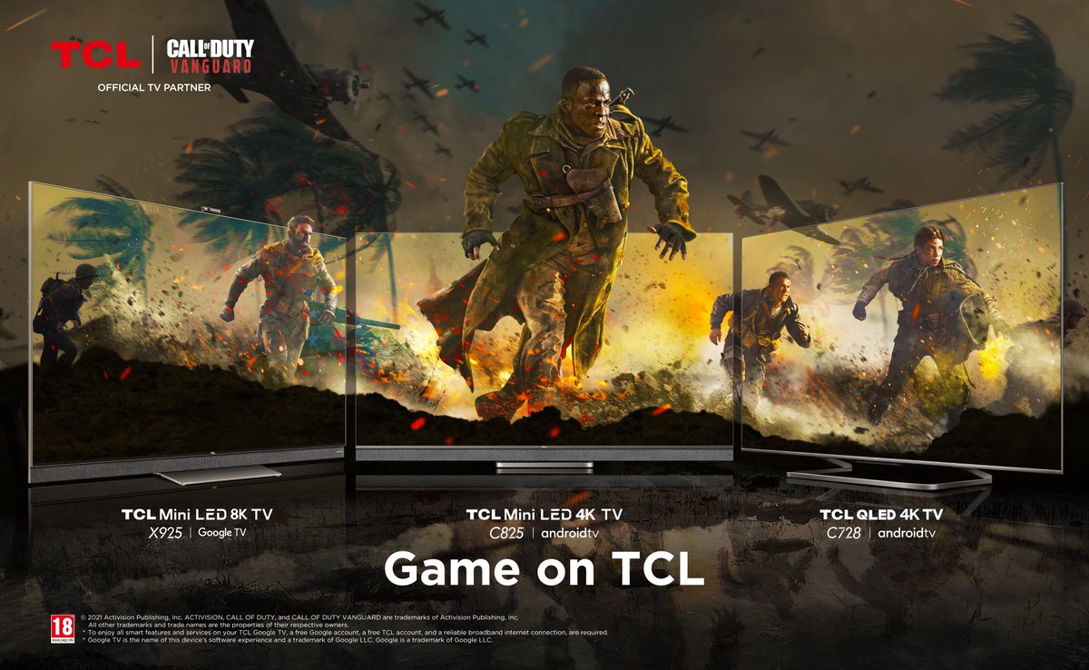 TCL_Global's tweet photo. As the Official TV Partner of @CallofDuty, let's celebrate the official release of #Vanguard!

What is the most important thing you value from a #TCL_TV while gaming?

❤️Like for smooth, low latency picture quality
🔄RT for immersive sound
👇Comment an emoji for both
#GameOnTCL🎮 https://t.co/7aTPpKtTfR
