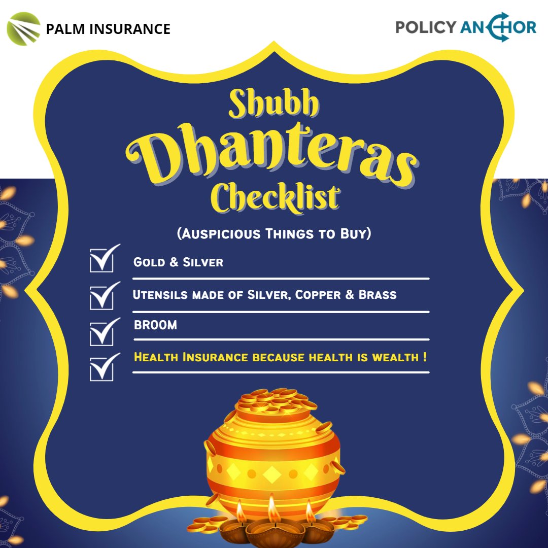 AnchorPolicy's tweet photo. May Dhanteras brings new dreams, fresh hopes, diverse perspectives and fill your life with pleasant surprises. 
Happy Dhanteras to you and your family!!
#shubdhanteras #happydhanteras2021 #HappyDhanteras #celebration #wishes #Festivevibes #festiveoccasion #festivalsofindia https://t.co/xA0ImEhKF3