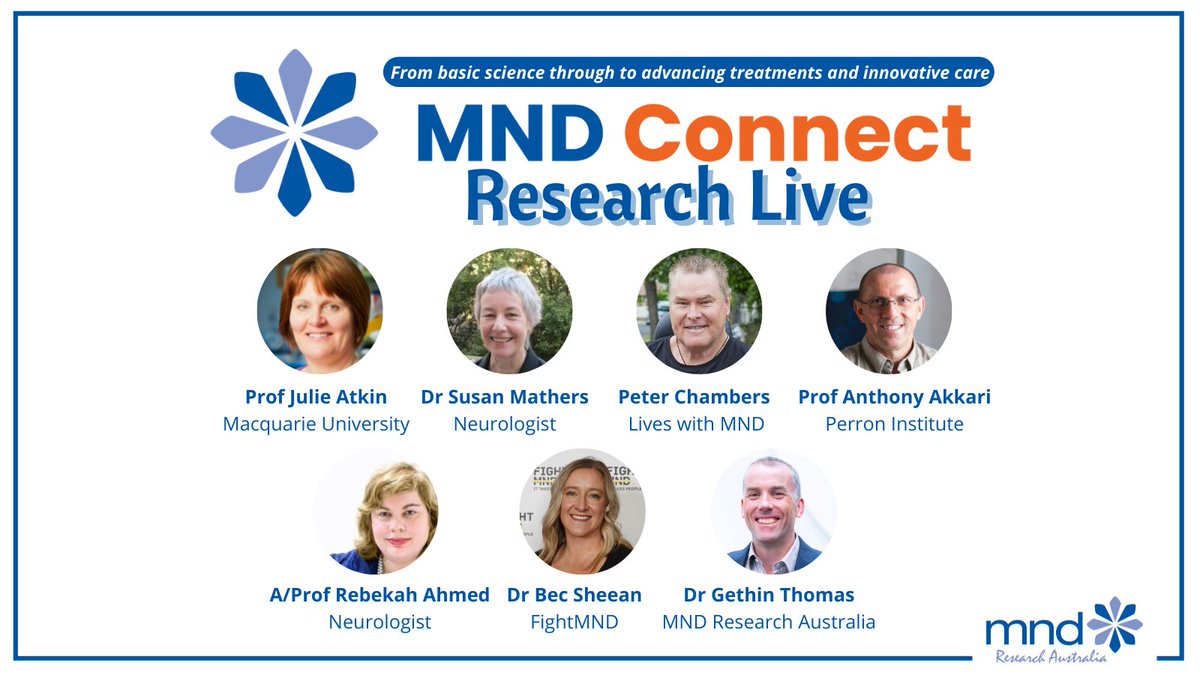 ⏰There's less than 24 hours to go until 'MND Connect: Research Live' kicks off!

➡️Sat, 6 Nov @ 10am AEDT

Join our expert panel online to hear about advancing better #MND treatments.

Register here: bit.ly/3vwuQVh or head to MND Australia's Facebook page to watch live.