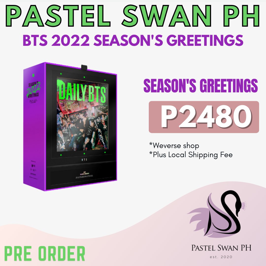 pastelswanph's tweet photo. #PSPHGO PRE ORDER
BTS 2022 SEASON'S GREETINGS
+ LSF
🏷release date: dec 08
📝cutoff: until oos
💰dop: dec 15 (full payment)
🚢eta: 4-6 weeks after shipout from KR ADDRESS
💌order form in bio https://t.co/kh1ZTW5wcs