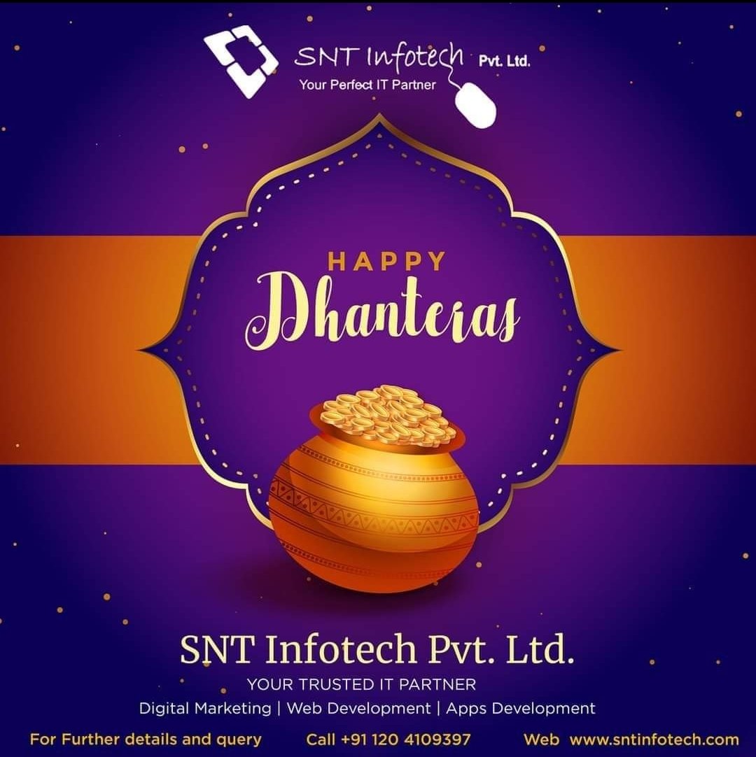 sntinfotech's tweet photo. On Dhanteras #Festival,May Divine blessings of Goddess #Lakshmi Bestow on you bountiful fortune Happy Dhanteras Wishes! #GroupSNT #SNT #HappyDhanteras #Dhanteras #Prosperity https://t.co/SmaV5hvTHN