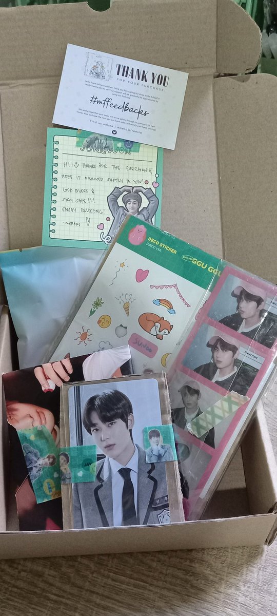 ismayltere's tweet photo. Sunoo ggu ggu finally came home huhu tysm @merakifreesia i love the packaging and the freebies^^ super bilis dumating nd secure na secure wah ㅜㅜ
#mffeedbacks https://t.co/ott7iviIug