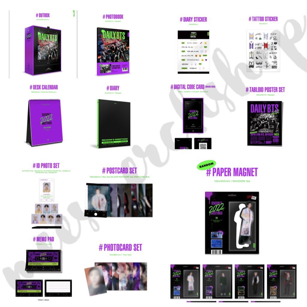 MeesMerchShop's tweet photo. 2022 BTS SEASON’S GREETINGS 
Release Date: December 9, 2021

PRICE:
• Season’s Greetings + Wall Calendar - P3,500 + LSF 
• Season’s Greetings ONLY - P2,550 + LSF
• Wall Calendar ONLY - P1,250 + LSF

🏷 BTS SG2022 WTS LFB PH LONG DOP https://t.co/HesPDwsoyX