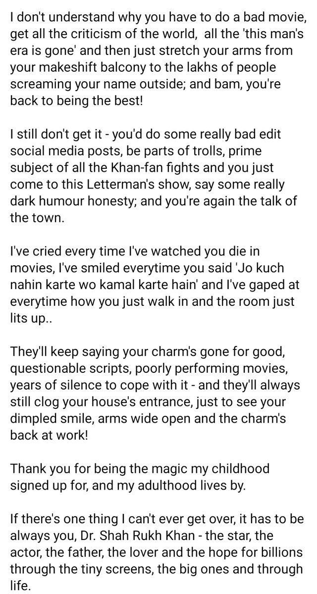 extraaacheese's tweet photo. My school senior wrote a beautiful note about him. Do read it❤

#HappyBirthdaySRK https://t.co/ripJgMEhxp