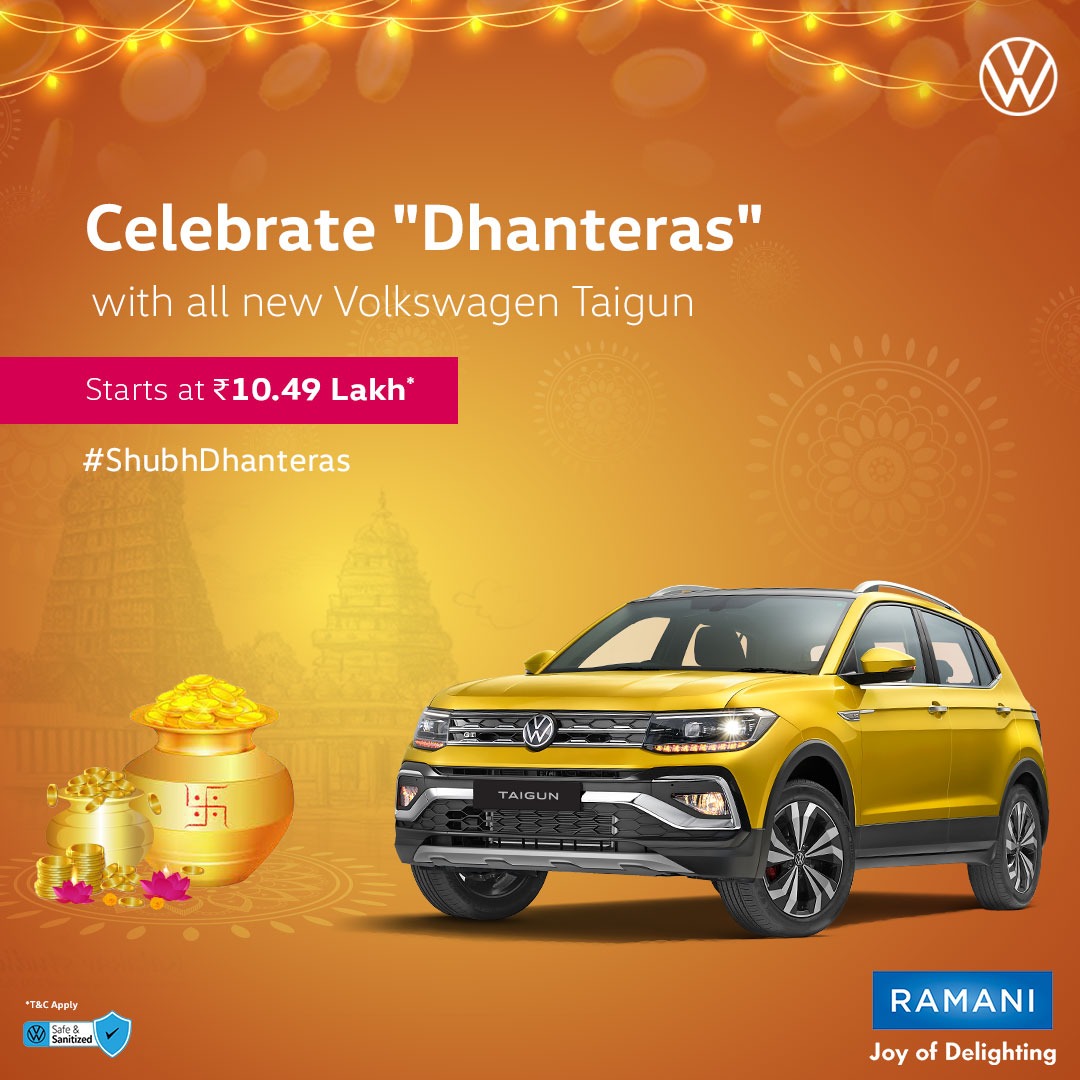 vwramanigroup's tweet photo. May #Dhanteras brings new dreams, fresh hopes, diverse perspectives and fill your life with pleasant surprises. #ShubhDhanteras to you and your family!

#HappyDhanteras #VolkswagenTaigun #HustleModeOn #Taigun #VolkswagenIndia #Volkswagen #RamaniVolkswagen https://t.co/UbgXqLkTs6