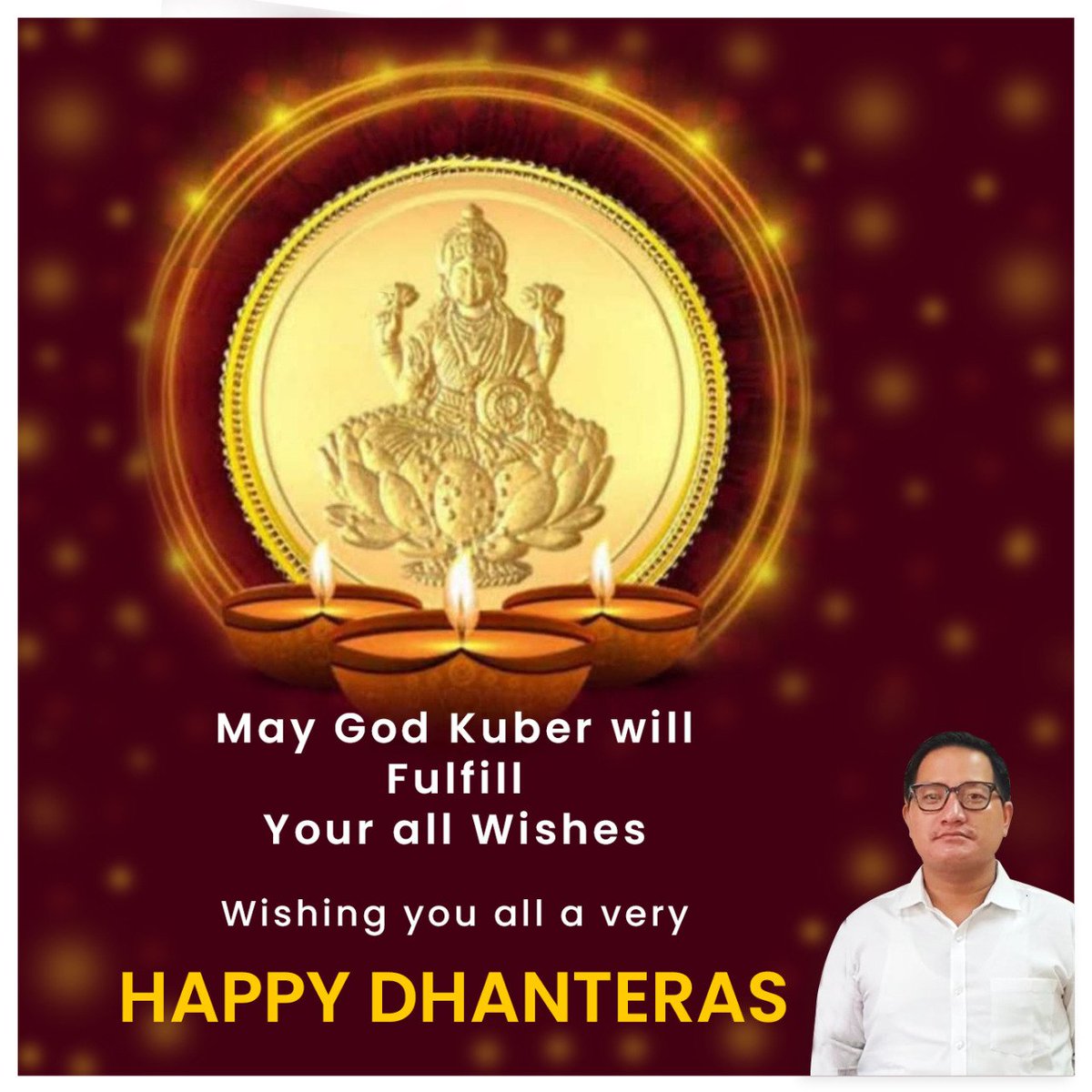 DoniNich3's tweet photo. I extend my best wishes to all of you on the auspicious occasion of #Dhanteras.  I wish Bhagwan Kuber ji for happiness, prosperity and happiness in your life.  

#PMModiji #AmitShah #JPNadda #PemaKhandu  #TapirGao #Dilipsaikia #Ajayjamal #sunilmohanty  #BJPArunachal https://t.co/13kkrY1rDG