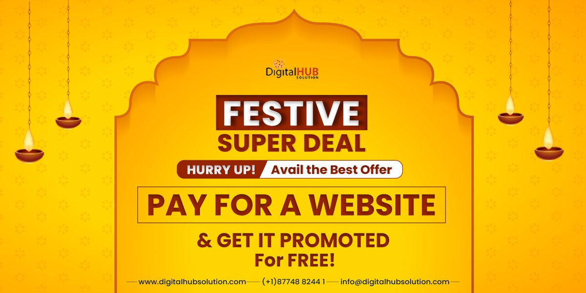 dhubsolution's tweet photo. This Diwali, gear up for a special discount on SEO services on website development. Contact Digital Hub Solution.
https://t.co/xfGC2ppDdI
#DiwaliDhamakaOffer #digitalmarketingoffer #festivedeal #Digitalhubsolution #marketingoffer #websitedevelopment #freepromotion #diwalioffer https://t.co/MxU4POISZS