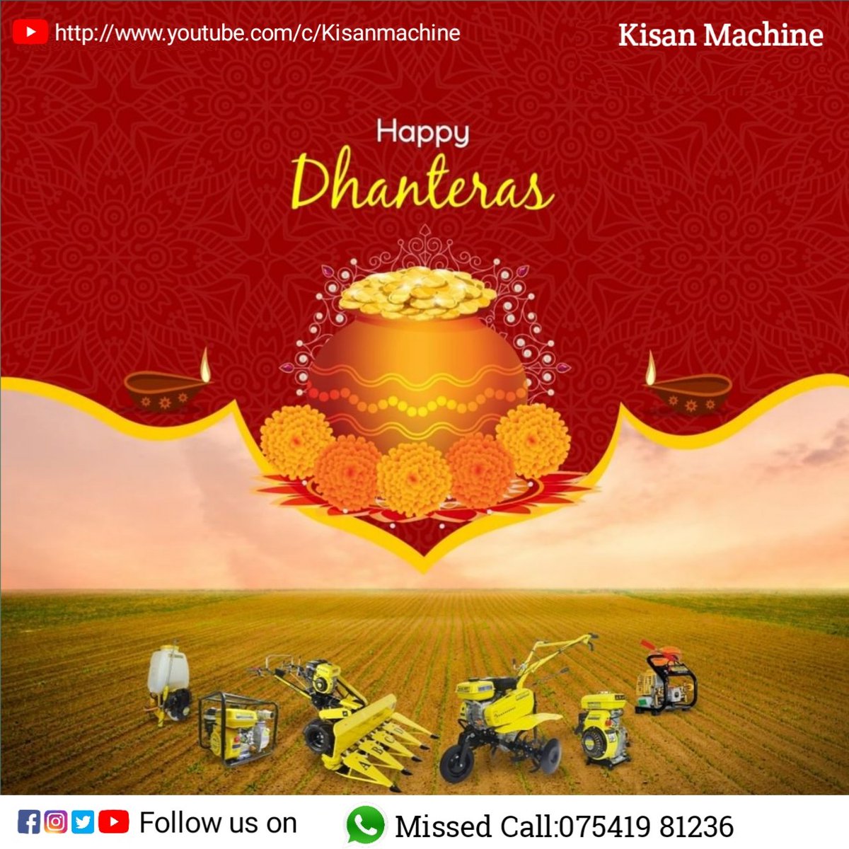 KisanMachine's tweet photo. धनतेरस के पावन अवसर पर आप सभी के उज्जवल भविष्य
के लिए हार्दिक शुभकामनाएं।
#HappyDhanteras #kisanmachine
https://t.co/4T5lqLVGDU https://t.co/uX0eZJSJTk