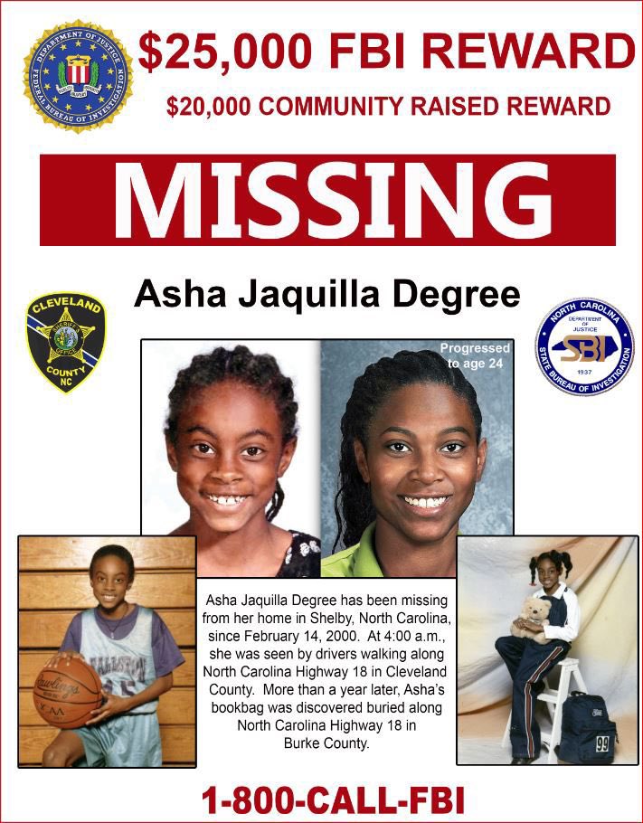 GabbsJustice's tweet photo. If you have any information regarding the whereabouts of #AshaJaquillaDegree please contact the #FBI at: 1-800-CALL-FBI. #MissingPerson #MissingInAmerica #BringAshaHome #FindAshaJaquillaDegree @NewsNationNow @aware_the @TheMissing21 @FindTheeMissing @finding_lost1s https://t.co/w052VjwNhu