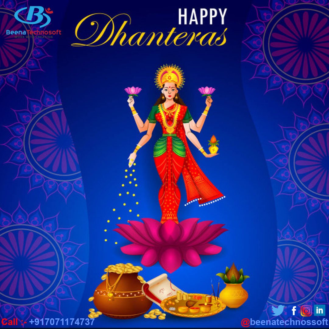 beenatechnosoft's tweet image. &quot;May Goddess Lakshmi shower happiness on you and your family and make you very wealthy. Happy Dhanteras.&quot;

#fastive #happydhanteras 
#beenatechnosoft #webdevelopmentcompany 
#softwaredevelopmentcompany  #beenaacademy